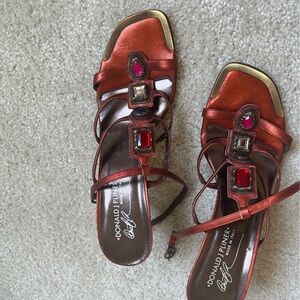 Donald Pliner Sandals, Rust color, Beautiful rhinestone. Great condition.